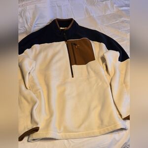 ROWM, Men's Cream and Brown Zip-Up Fleece, XL